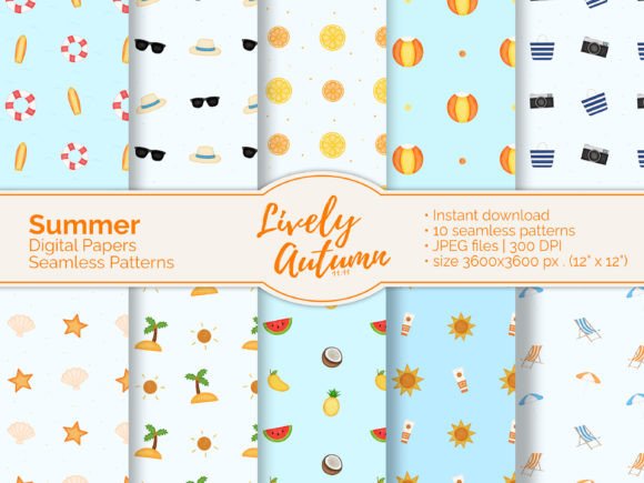 10 Summer Digital Seamless Patterns
