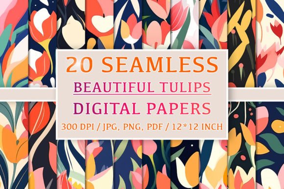 20 Beautiful Seamless Tulip Patterns