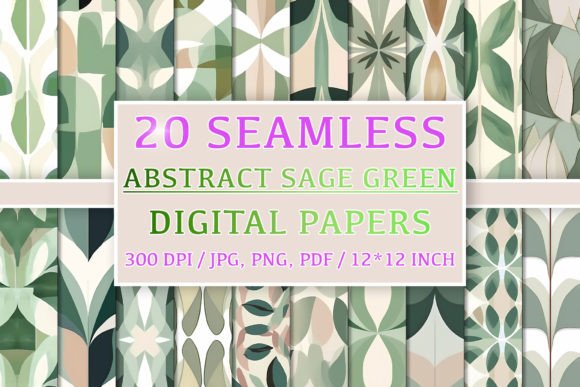 20 Seamless Abstract Sage Green Patterns for Creative Projects