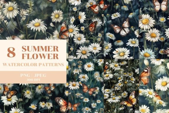 8 Watercolor Daisy Butterfly Patterns for Your DIY Projects and Creative Designs