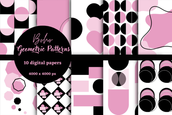 Baby Pink and Black Boho Patterns