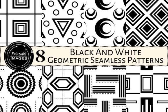 Black White Shapes Seamless Patterns