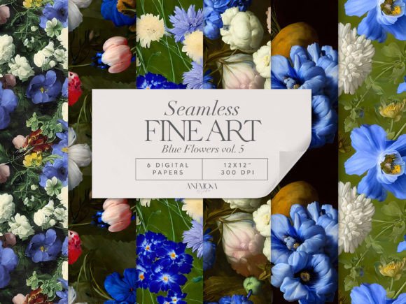 Blue Floral Seamless Patterns Paper