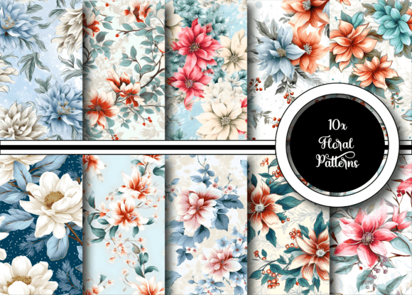 Discover the Beauty of Watercolor Winter Flower Patterns Bundle