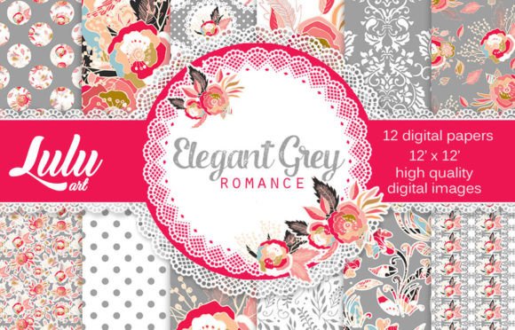 Elegant Grey Romance Patterns: A Digital Asset for Creative Professionals