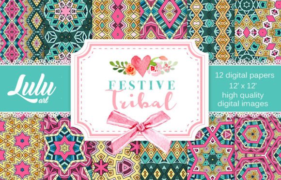 Festive Tribal Patterns Freebie: A Digital Design Resource for Creative Projects