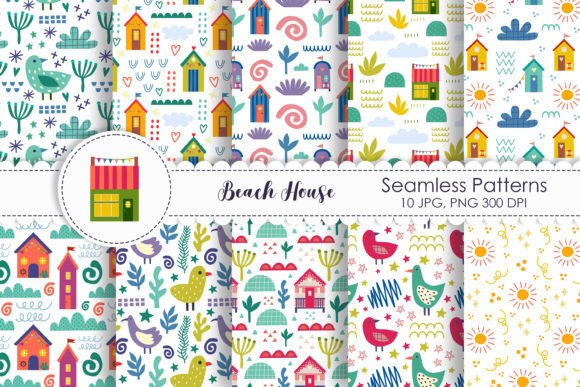 House Beach Seamless Patterns
