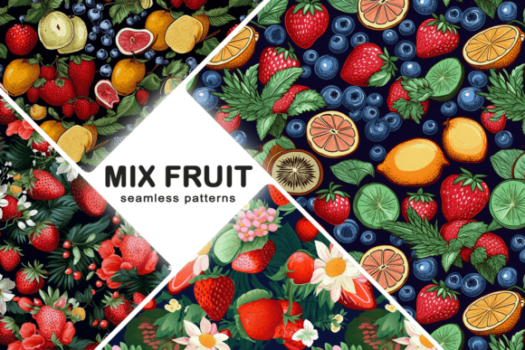 Mix Fruit Strawberry Seamless Patterns