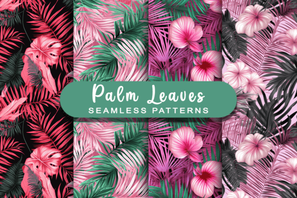 Palm Leaves Seamless Patterns, Pink