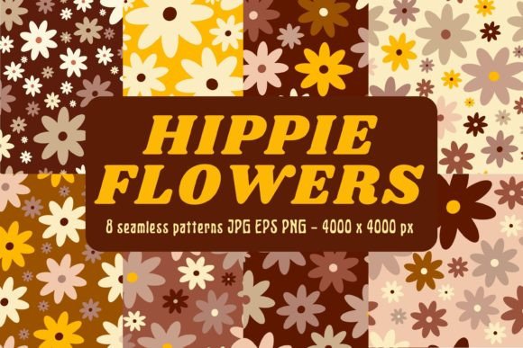 Retro Hippie Floral Patterns Pack