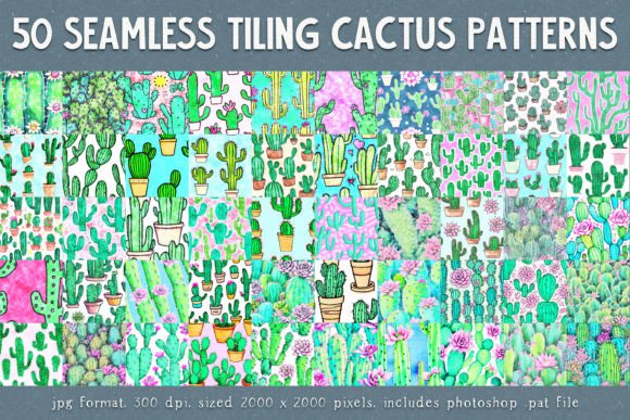 Seamless Watercolor Cactus Patterns