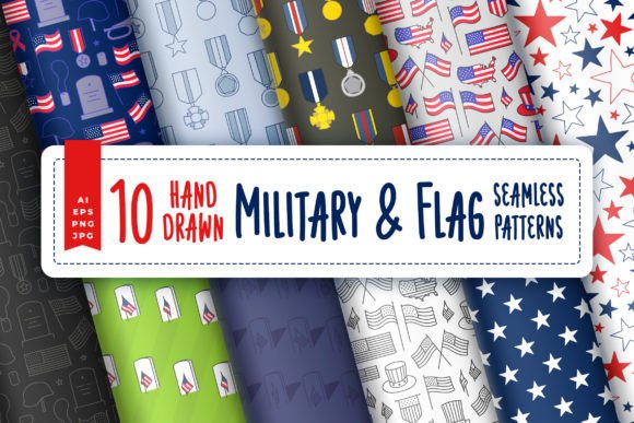 US Military Flag Seamless Patterns for Design Projects and Creative Use