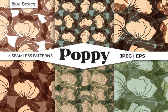 Vintage Abstract Poppy Flowers Patterns