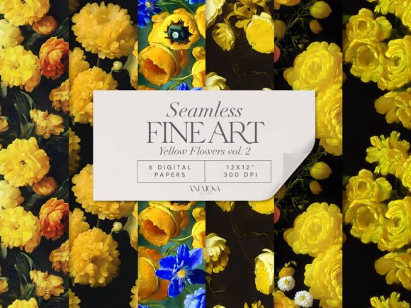 Yellow Floral Seamless Patterns Paper