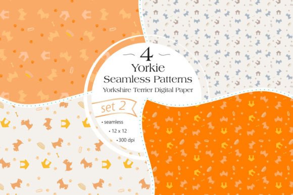 Yorkie Seamless Patterns - Set 2